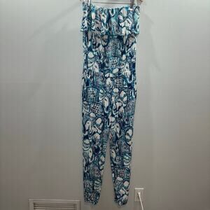 Lilly Pulitzer Ailsie Jumpsuit Size Large | Just Keep on Trunkin Jumpsuit Indigo